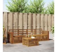 Teenpull Ensemble de canapé 5 pièces en bois d'acacia massif naturel, résistant aux intempéries, avec table, canapé, fauteuils et banc, ensemble de sièges combinable de manière flexible pour salon et