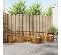 Teenpull Ensemble de canapé d'angle 7 pièces en bois massif d'acacia naturel avec table et ensemble de sièges pour salon, salle à manger, salon, design moderne pour jardin, terrasse et bureau