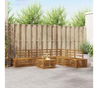 Teenpull Ensemble de canapé d'extérieur 7 pièces en bois d'acacia massif naturel, canapé de jardin module lounge avec partie d'angle, partie centrale, ensemble de sièges pour terrasse, balcon, patio