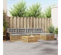 Teenpull Ensemble de canapé d'extérieur 7 pièces en polyester blanc gris clair avec table, tabouret, ensemble de jardin pour terrasse, jardin, salon, confort et design durable