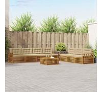 Teenpull Ensemble de canapé d'extérieur 8 pièces avec coussins en bois d'acacia massif naturel et beige, salon de jardin résistant aux intempéries avec table, salon et confort de jardin