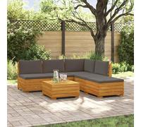 Teenpull Ensemble de canapé d'extérieur avec coussins - 6 pièces - Module de canapé de jardin - Partie d'angle centrale - En bois d'acacia massif huilé - Pour terrasse, balcon, terrasse, extérieur