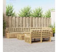 Teenpull Ensemble de canapé d'extérieur avec coussins, 9 pièces, en polyester blanc et beige, résistant aux intempéries, avec table, canapé, fauteuil, salon modulaire pour terrasse et confort de