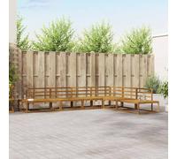 Teenpull Ensemble de canapé d'extérieur en bois d'acacia massif naturel, module salon avec partie d'angle et partie centrale, résistant aux intempéries, pour terrasse, balcon, jardin d'hiver