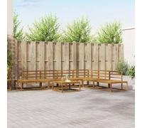 Teenpull Ensemble de canapé d'extérieur naturel en bois d'acacia massif, canapé de jardin comme module de salon avec partie d'angle et partie centrale, résistant aux intempéries, pour terrasse, balcon