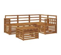 Teenpull Ensemble de canapés d'extérieur 5 pièces en Bois d'acacia Massif Naturel, mobilier de Patio modulable avec accoudoirs Confortables, idéal pour Jardin, terrasse et Coin Piscine