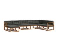 Teenpull Ensemble de canapés d'extérieur 8 pcs en Bois d'acacia Massif Naturel et Anthracite, mobilier de Jardin Robuste avec Coussins Confortables, idéal pour Patio, terrasse et Coin Piscine