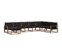Teenpull Ensemble de canapés d'extérieur 8 pcs en Bois d'acacia Massif Naturel et Noir, mobilier de Jardin Robuste, canapé d'angle et Pouf pour terrasse, Confort Durable et Design Contemporain