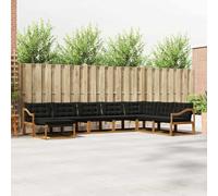 Teenpull Ensemble de canapés d'extérieur 8 pièces en Bois d'acacia Massif Naturel et Noir, canapé d'angle et Pouf, mobilier de Jardin résistant pour terrasse et Patio, Coussins Amovibles Confortables
