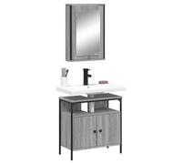 Teenpull Ensemble de Meubles de Salle de Bain 2 pcs Sonoma Gris Bois d'ingénierie 42x12x60 cm Armoire à Miroir et Meuble lavabo Espace de Rangement Pratique et Design Peu encombrant