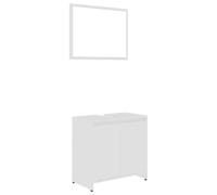 Teenpull Ensemble de Meubles de Salle de Bain Blanc en Bois d'ingénierie avec Miroir et Armoire 60x33x61 cm pour Rangement organisé et Design élégant, Meuble lavabo Flottant Durable
