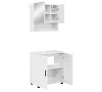 Teenpull Ensemble de mobilier de Salle de Bain 2 pcs Blanc Brillant en Bois d'ingénierie et métal, Meuble sous lavabo 61x35x64 cm, Meuble Miroir 56x17x55 cm, Rangement optimisé et Design Moderne