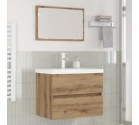 Teenpull Ensemble de mobilier de Salle de Bain 3 pcs chêne Artisanal Bois d'ingénierie 61x39x45 cm Meuble sous-Vasque Miroir Plan Design Mural Gain de Place intérieur