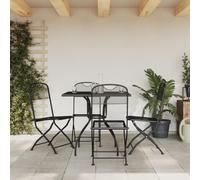 Teenpull Ensemble de salle à manger de jardin 5 pièces, anthracite, grille extensible en métal, chaises pliantes, table de 80 x 80 cm, pour terrasse, jardin, balcon, salle à manger pour 4 personnes