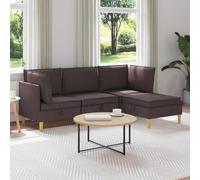 Teenpull Ensemble de salon 4 pièces en tissu marron foncé avec espace de rangement, canapé modulaire avec coussins, ensemble de meubles ergonomiques pour salon, salle à manger, bureau, salon durable
