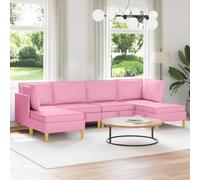 Teenpull Ensemble de salon 6 pièces en tissu rose avec espace de rangement, canapé modulaire avec coussins et housses amovibles pour salon et salle à manger, ensemble de meubles modernes