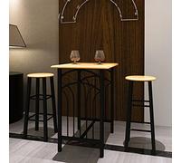 Teenpull Ensemble de Table à dîner Bois Brun Roux avec Acier Noir, Table de Cuisine compacte, 1 Table rectangulaire 72,5x55x82,5 cm, 2 chaises Hautes, Design Gain de Place, idéal pour Petit Espace
