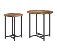 Teenpull Ensemble de Tables d'appoint 2 pcs chêne fumé et Noir, Tables de Chevet et de Salon empilables, Design Industriel Robuste pour Chambre et séjour