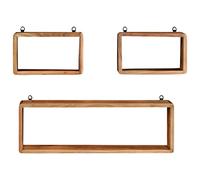 Teenpull Ensemble d'étagères murales Cube 3 pcs en Bois d'acacia Massif Finition Naturelle, étagères flottantes pour Mur, Rangement décoratif pour Salon ou Chambre