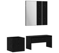Teenpull Ensemble Meubles d'entrée 5 pièces Bois d'ingénierie Banc Rangement Miroir Porte-Manteaux Malle Banquette pour Couloir Salon Chambre