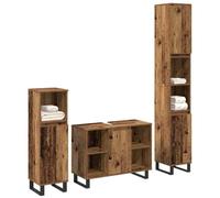 Teenpull Ensemble mobilier Salle de Bain 3 pcs Marron Bois d'ingénierie 30x30x180 cm avec étagères et Portes charnières Meuble lavabo Rangement intérieur