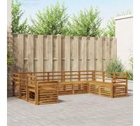 Teenpull Ensembles de canapés 9 pcs en Bois d'acacia Massif Naturel, mobilier d'extérieur Durable, canapé d'angle et Central, Design résistant aux intempéries pour terrasse et Jardin