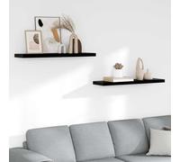 Teenpull Étagère Murale Flottante 2 pcs Noir Brillant MDF nid d'abeille 90x23,5x3,8 cm avec Cadre métallique pour Rangement et décoration Murale Stable et Facile à Monter