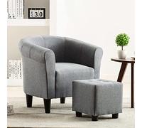 Teenpull Fauteuil en tissu gris clair avec rembourrage et accoudoirs, 70 x 56 x 66 cm, fauteuil de salon et chambre à coucher, fonction pivotante et noyau à ressorts pour un confort d'assise et une
