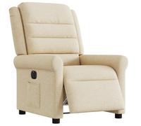 Teenpull Fauteuil relax électrique crème avec housse en tissu, rembourrage en mousse, dossier inclinable à 135 degrés, accoudoirs larges, poche latérale, idéal pour salon, coin lecture, chambre à