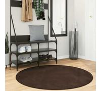 Teenpull HUARTE Tapis rond marron en polyester à poils moyens avec poils doux de 16 mm - 120 x 120 cm - Lavable et antidérapant - Convient pour chauffage au sol - Pour salon, chambre à coucher