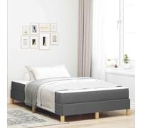 Teenpull Lit à sommier tapissier avec matelas, tissu gris foncé, 120 x 190 cm, cadre de lit avec sommier à lattes, espace de couchage pour 2 personnes, lit capitonné moderne pour chambre à coucher