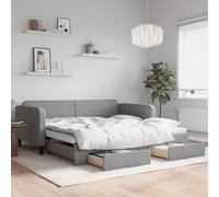 Teenpull Lit de jour extensible avec tiroirs en tissu gris clair 100 x 190 cm Lit d'appoint avec lit de rangement, lit en métal et sommier à lattes pour chambre à coucher, chambre d'enfant, lit