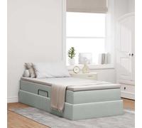 Teenpull Lit de rangement avec matelas, gris clair, 90 x 190 cm, housse en velours, cadre en métal, sommier à lattes, lit d'invité, chambre à coucher, lit d'appoint, chambre à coucher
