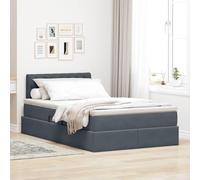 Teenpull Lit de rangement avec matelas, gris foncé, velours, 120 x 190 cm, avec sommier à lattes et tête de lit, espace de rangement, lit double moderne, lit capitonné, en métal, chambre à coucher