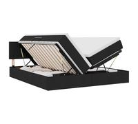 Teenpull Lit Empereur avec lumières LED USB, Cadre métal Noir, Tissu Polyester 200 x 200 cm, Matelas Confortable, Rangement sous lit, idéal Chambre contemporaine et Cosy