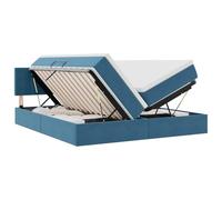 Teenpull Lit Empereur Velours Bleu foncé 200 x 200 cm avec Bandes LED intégrées, Rangement à Levage hydraulique, Ports USB Pratiques pour Chambre élégante et Confortable