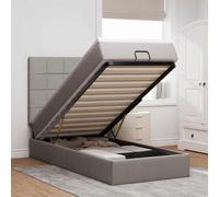 Teenpull Lit ottoman avec matelas Taupe 90 x 190 cm Lit rembourré en tissu avec espace de rangement, sommier à lattes, tête de lit et matelas à ressorts ensachés pour chambre à coucher et chambre