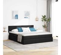 Teenpull Lit Super King 180 x 200 cm avec Cadre métal Noir, Tissu Polyester et lumières LED USB, Matelas Confortable, Rangement hydraulique, idéal Chambre contemporaine Cosy