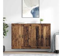 Teenpull Lot de 2 armoires murales en bois vieilli 69,5 x 34 x 90 cm avec 4 portes, design moderne pour salon, bureau, couloir, rangement peu encombrant et ordre élégant