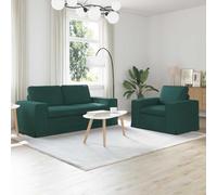 Teenpull Lot de 2 canapés en tissu vert foncé - 182 x 80 x 82 cm - Cadre en métal - 2 places - 3 places - Meubles rembourrés pour salon, chambre d'amis, chambre d'adolescent - Confort d'assise robuste