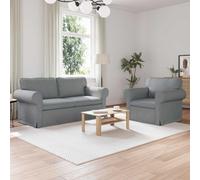 Teenpull Lot de 2 canapés gris clair, canapé d'angle rembourré, 2 places et 3 places, cadre en métal, housse en tissu, 175 x 82 x 80 cm, pour salon et chambre à coucher