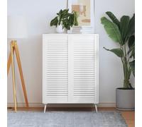 Teenpull Lot de 2 portes d'armoire design à lamelles en pin massif blanc 99,3 x 39,4 cm - Porte de meuble de rechange pour cuisine, salle de bain, couloir, garde-robe avec circulation de l'air et