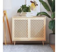 Teenpull Lot de 2 portes d'armoire en bois massif de pin 49,5 x 69 cm avec structure à lamelles ouvertes, façade de rechange pour cuisine, salle de bain, couloir, garde-robe, façade de porte pivotante