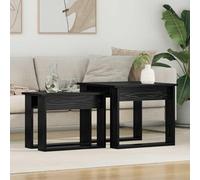 Teenpull Lot de 2 tables basses noires aspect chêne - En bois - Table basse - Table d'appoint de salon - Table de canapé avec espace de rangement - Pour l'ordre et la décoration élégante à côté du