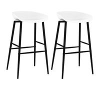 Teenpull Lot de 2 tabourets de bar blancs avec pieds en métal et assise ergonomique, 48 x 46 x 85 cm, hauteur d'assise 74,5 cm, tabouret de comptoir robuste pour cuisine, salle à manger, bar, bistro
