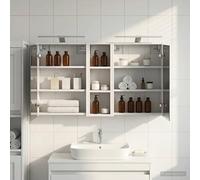 Teenpull Lot de 3 armoires de salle de bain en bois 106 x 16 x 62,5 cm avec éclairage LED, montage mural, espace de rangement et miroir bidirectionnel pour salle de bain et salle de bain d'amis, peu