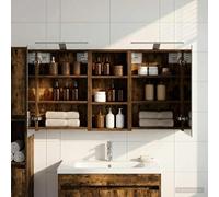 Teenpull Lot de 3 armoires de salle de bain en bois 110 x 10,5 x 60,5 cm Montage mural avec espace de rangement, miroir bidirectionnel, éclairage LED, 6 étagères, peu encombrant, pour salle de bain et