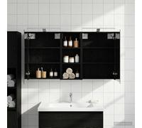 Teenpull Lot de 3 armoires de salle de bain en bois avec éclairage LED 130 x 14,5 x 70 cm, montage mural, avec espace de rangement, étagères, tiroirs et miroir bidirectionnel pour un rangement peu
