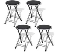 Teenpull Lot de 4 tabourets pliants en cuir synthétique avec cadre en acier compacts peu encombrants pour jardin, balcon, terrasse, cuisine, salle à manger - Siège robuste et facile à nettoyer