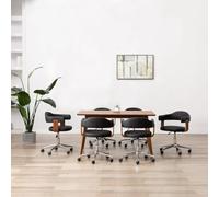 Teenpull Lot de 6 chaises de salle à manger pivotantes, noires, en bois de bug et cuir synthétique, réglables en hauteur, design ergonomique, pour salle à manger, cuisine et bureau
